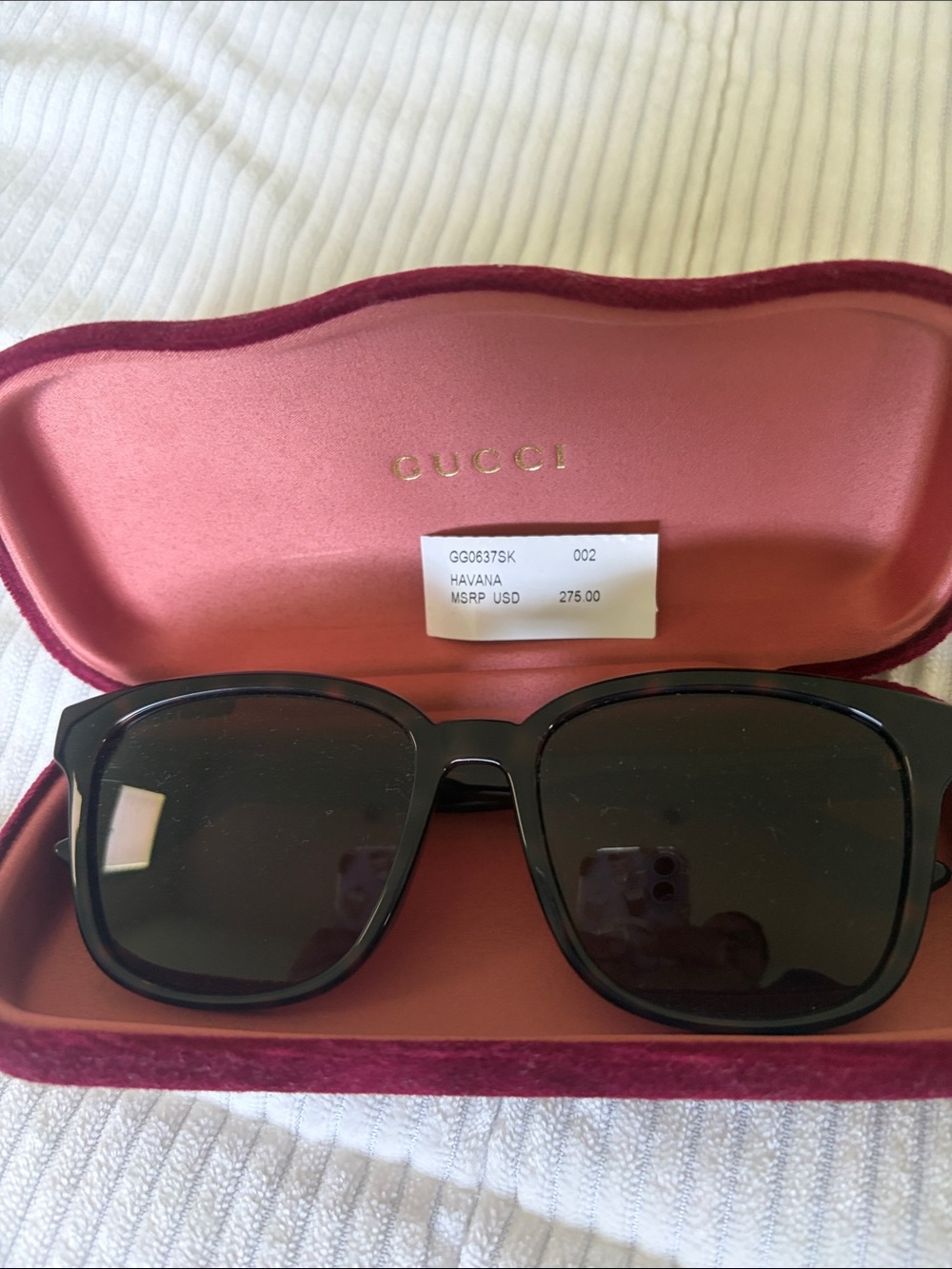 Gucci Black Square Havana Sunglasses